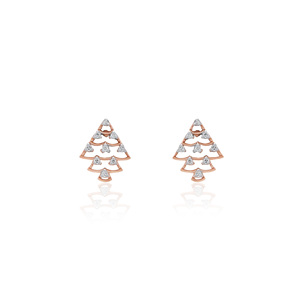 Elegantes Pendientes de Oro Rosa con Diamante Natural de 0.06 Quilates, Color HI, Claridad VS SI, Corte Brillante Redondo, Certificado IGI, para un Estilo Atemporal - Product Image 2