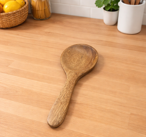 Cuchara Redonda Pequeña de Madera Natural Pulida a Mano, Ecológica, Estilo Simple, Utensilios de Cocina, Cubertería - Product Image 4