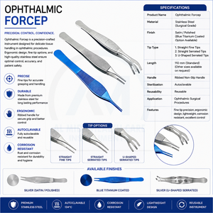 Pinzas para tejidos oftálmicos de 10 cm, instrumentos quirúrgicos para ojos de acero inoxidable, herramienta de microcirugía con dientes finos - Product Image 6