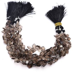 Perles de quartz fumé AAA+ 6x8mm-7x10mm, facettées, en forme de pépites, pierres semi-précieuses brunes naturelles, coupées en escalon, pour la création de bijoux - Product Image 6