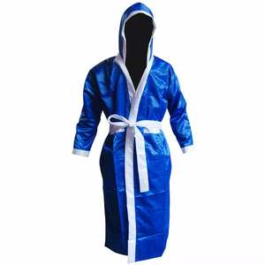 Top Quality Custom Design Comfortable Breathable Satin Silk Robe Wholesale Boxing Hood Robe Customized Martial Art Wear AI-BR-06 - Product Image 1