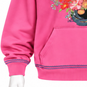 <b>Pink</b> Bouquet Flowers Hoodie Colorful Floral Embroidery Pullover <b>Sweatshirt</b> Kangaroo Pocket Oversized Fashion Casual Streetwear - Product Image 5