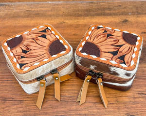 Wholesale Cowhide Leather Jewelry <b>Storage</b> Box Customized <b>Jewellery</b> Necklace Earring Packaging Wedding Ring Box Jewelry Packaging - Product Image 4