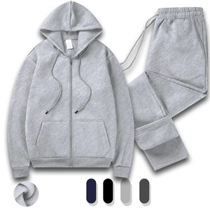 Ensemble de survêtement unisexe de luxe décontracté en polaire avec fermeture éclair, imperméable, brodé, avec poches et pantalon long 3D pour l'automne et l'hiver - Product Image 1