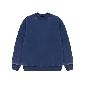 Best Quality Light Weight Vintage Acid Wash Embroidered Stonewashed Pullover Cotton <b>Sweatshirt</b> Unique O-Neck Crewneck Pocket - Product Image 6