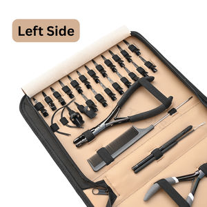 Kit d'outils premium pour extensions capillaires noires : Pince à extensions avec séparateur de mèches, enfileur à boucle et 20 pinces bec de canard - Product Image 4