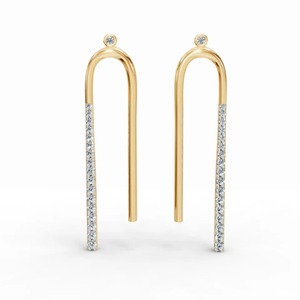 IGI Certified Lab Grown Diamond U Shape <b>Drop</b> Earrings 9KT Yellow / White & Rose Gold Minimalist Linear Dangle Earrings for Women - Product Image 5
