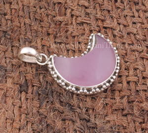 Pendentif Demi-Lune en Jade Rose Naturel, Breloque Pierre Demi-Lune en Argent Sterling 925, Bijou Pendentif en Pierre Précieuse pour la Fabrication de Colliers - Product Image 2