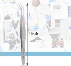 Pinzas de Laboratorio de Alta Precisión (4 Pulgadas) |   Pinzas Curvas de Punta Fina y Resistente de Primera Calidad |   Pinzas Quirúrgicas Antimagnéticas de Acero Inoxidable - Product Image 2