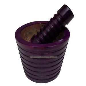 ชุดครกและสากหินสบู่สีม่วงคุณภาพดี ดีไซน์ขอบมน สำหรับเครื่องเทศและสมุนไพร ราคาคุ้มค่า - Product Image 1