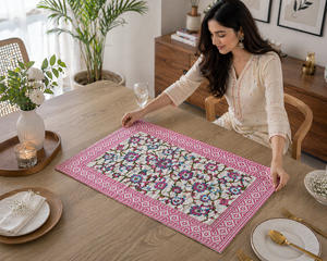 ชุดแผ่นรองจานลายดอกไม้สไตล์โบโฮ ทำจากผ้าฝ้ายที่ยั่งยืนได้ ซักล้างได้ ตกแต่งโต๊ะอาหาร งานฝีมือชิ้นเอก คุณภาพส่งออก - Product Image 6