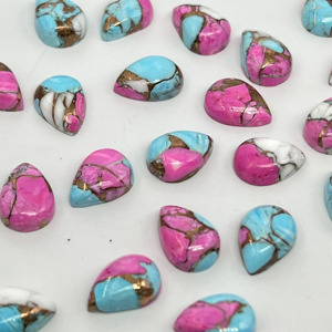 Pierres précieuses naturelles de qualité supérieure AAA+ en coton turquoise, forme poire, cabochons polis pour la fabrication de bijoux - Product Image 5
