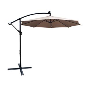 Ombrellone da Esterno a LED Solare da 3 Metri, Impermeabile, 8 Stecche, con Manovella e Base a Croce, per Patio e Giardino - Product Image 3