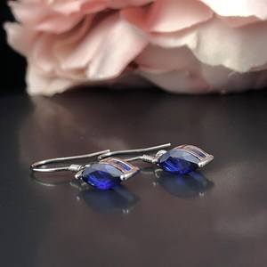 Pendientes de Zafiro en Plata de Ley, Piedra de Nacimiento de Septiembre, Estilo Vintage, Regalo de Navidad o Boda para Mujer - Product Image 5