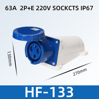 Prise industrielle HFE IP67 2P+E 3 pôles 3P 3 broches 220V 230V 240V 250V 63 Ampères, connecteurs de prise industrielle à montage en surface 63A