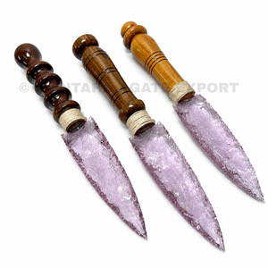 Hermoso mango de cuchillo de punta de flecha de 8 pulgadas de cristal de kunzita tallado a mano, portátil, premium, decorativo, artístico y coleccionable. - Product Image 3