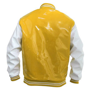 Chaqueta Varsity de Cuero PVC para Hombre, Chaqueta Bomber de Béisbol de Invierno con Cuello Alto y Logotipo Frontal, Alta Calidad - Product Image 2