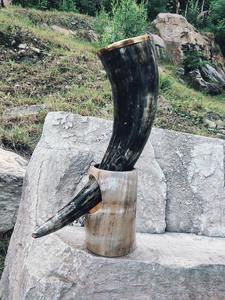 Support de Chope à Boire en Corne Naturelle Faite à la Main, Durable et Moderne, Thème Animalier Viking, pour Décoration Médiévale/Ale Pagan - Product Image 6