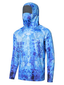 เสื้อฮู้ดดี้ตกปลาผู้ชาย UPF 50 แขนยาว พิมพ์ลายแบบซับลิเมชั่น ป้องกันรังสียูวี ลายปลาสีน้ำเงิน เสื้อพูลโอเวอร์ - Product Image 4