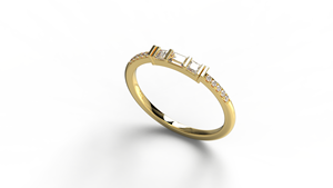 Minimalist 18K Gold Diamond <b>Ring</b> Dainty Baguette Princess Cut <b>Stacking</b> Round Diamond Wedding Band Fine Jewelry for Women - Product Image 2