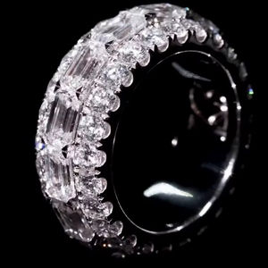 Anillos de Diamantes con Corte Esmeralda, Moissanita Cultivada en Laboratorio VVS, Certificada por IGI, Anillo de Compromiso Exclusivo para Mujer, Estilo Hip Hop, Chapado en Oro 925 - Product Image 1