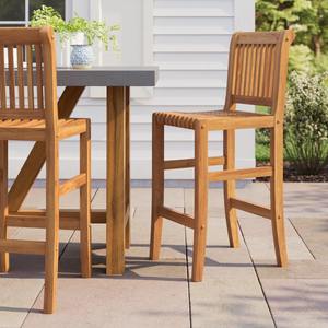 Chaise de bar en teck massif avec structure en bois naturel et dossier rond confortable pour café, restaurant, bar et comptoir de cuisine - Product Image 4