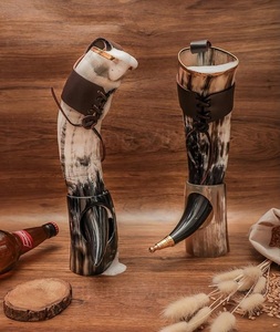 Authentic Nautical Style Eco-Friendly Handmade Organic Material Customized Shape Animal-Themed Buffalo Horn <b>Mug</b> Metal <b>Stand</b> Home - Product Image 2