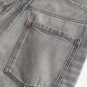 Jean en denim de coton délavé pour homme, coupe droite, taille mi-haute, coupe régulière, décontracté, automne, écologique, respirant - Product Image 3