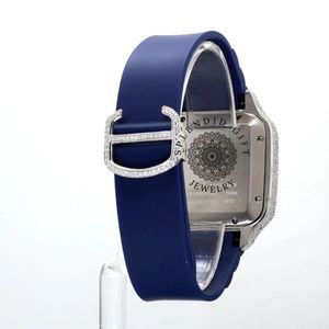 SPLendid JEWELRY นาฬิกาเพชร ตัวเรือนทรงสี่เหลี่ยม ระบบอนาล็อก กลไก ETA กระจกแซฟไฟร์ หน้าปัดตัวเลขโรมัน สายซิลิโคนสีน้ำเงิน กันน้ำ 10 เมตร - Product Image 4