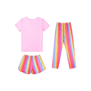 Conjunto de Pijama para Bebés Niñas con Estampado de Corazones Rosados, Camiseta y Pantalones Cortos, 95% Algodón, Transpirable, Ropa de Dormir para Verano y Otoño, Cuello Redondo, Manga Corta - Product Image 4