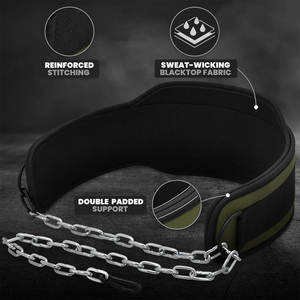 <b>EVA</b> Neoprene Weightlifting Dip Belt Steel Chain Customizable Design Breathable Waterproof Gym Training Belt - Product Image 5