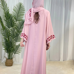 Women's Muslim Plus Size Breathable Polyester Abaya High Neck Ankle Length Long Sleeve Solid Pattern Regular Fit Casual Hijab - Product Image 6