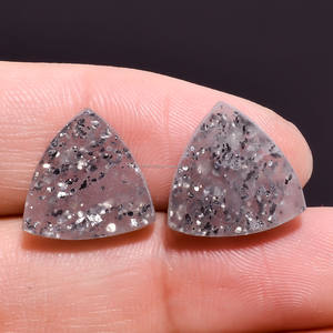 หินดวงอาทิตย์สีดำธรรมชาติที่ต้องการสูงรูปทรงเรียบล้านล้านล้าน14x14x4มม. อัญมณีหลวมสำหรับทำเครื่องประดับสำหรับใช้ในชีวิตประจำวัน - Product Image 3