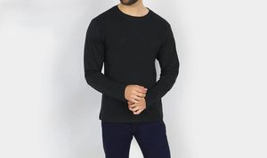 T-shirt en coton à manches longues pour homme, col rond, respirant, décontracté, streetwear, haut tendance pour tous les jours - Product Image 3