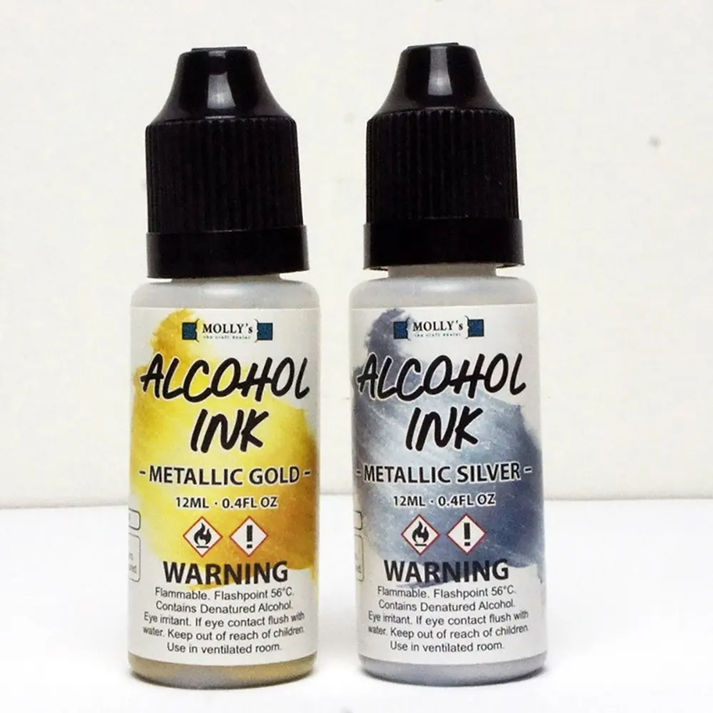 Tinta de Alcohol para manualidades, 12ml, dorado y plateado, arte, pintura, decoración del hogar, listo para enviar