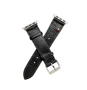 สายนาฬิกา Apple Watch หนังแท้อิตาลีลายหนังจระเข้ Castello คุณภาพสูง งานแฮนด์เมด ขนาด 38/40/41 มม. โลโก้ปั๊มนูน สีดำ - Product Image 4
