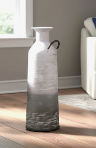 Rustic Ceramic Tabletop <b>Vase</b> With Matte Finish Handmade For Floral Display Round Shape Gray Ombre Design patina-style neutral - Product Image 2