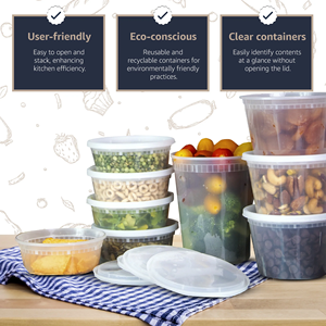 Seau de rangement en plastique PP de qualité alimentaire avec couvercles à vis au design moderne et poignée – Réutilisable pour salades, sauces, congélateur, idéal pour les fêtes – Fabriqué en Thaïlande - Product Image 6