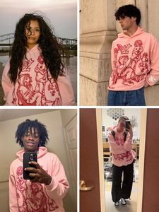 Sudadera con capucha extragrande para hombre con estampado de dibujos animados Streetwear Sudadera informal personalizada y al por mayor - Product Image 4