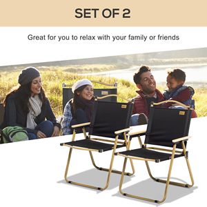 Set di 2 Sedie da Campeggio Pieghevoli Portatili in Oxford, Leggere, Nere, Arredamento da Esterno per Festival, Pesca, Spiaggia, Personalizzabili - Product Image 4