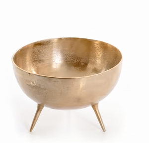 Cuenco Decorativo Premium de Metal Dorado con Tres Patas, Diseño Minimalista Hecho a Mano, Acabado Pulido para Decoración del Hogar - Product Image 1
