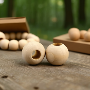 Perles en bois rondes naturelles non peintes pour la fabrication de bijoux, la décoration et les travaux manuels, perles d'espacement en vrac - Product Image 3