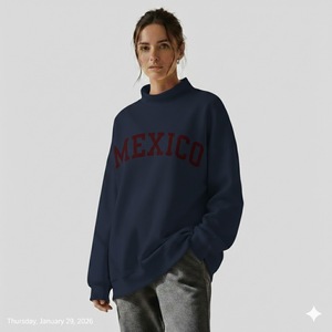 Sweat-shirt réversible à col montant pour femme, personnalisé avec logo, nouvelle collection hiver, coupe oversize, manches longues, fabrication sur mesure - Product Image 1