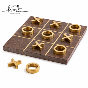 Jeu de Tic Tac Toe en Bois Marron Foncé Carré avec Lumières, Pièces Croisées et Rondes, Ensemble de Puzzle Décoratif pour Table - Product Image 5