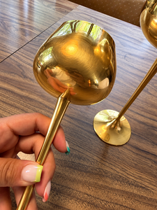 Handcrafted Brass Wine <b>Goblet</b> Long Stem Metal Drinking <b>Glass</b> Luxury Golden Barware Elegant Table Decor - Product Image 5