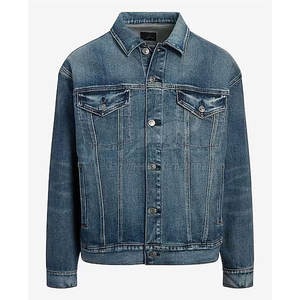 Veste en jean déchirée pour homme, style hip-hop, délavage clair, veste en jean tendance - Product Image 1