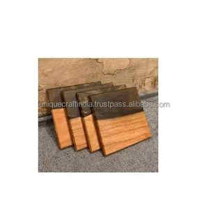 Posavasos de resina epoxi de madera de Acacia cuadrado recién llegado suministro directo de fábrica personalizado diseño único para el hogar, fiesta - Product Image 2