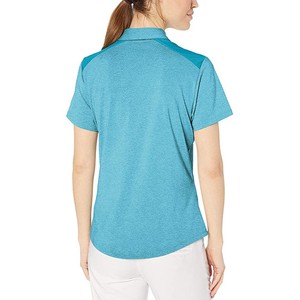 Women's Solid Color Short Sleeve Knitted Polo Shirt Regular Length Breathable Casual Style <b>Light</b> Blue 100% Polyester Polo ODM - Product Image 2