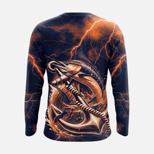 Camisa de Pesca de Manga Larga para Hombre, Impresión por Sublimación, Diseño de Peces Totalmente Personalizado, UPF 50, Secado Rápido, Poliéster, Estilo Pullover - Product Image 3
