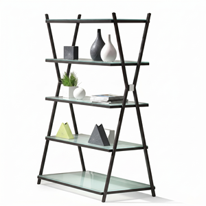 Luxury Tempered Glass Metal Bookshelf Modern X Frame <b>Iron</b> Display Shelf Multifunctional Living Room Storage Rack Showcase - Product Image 4